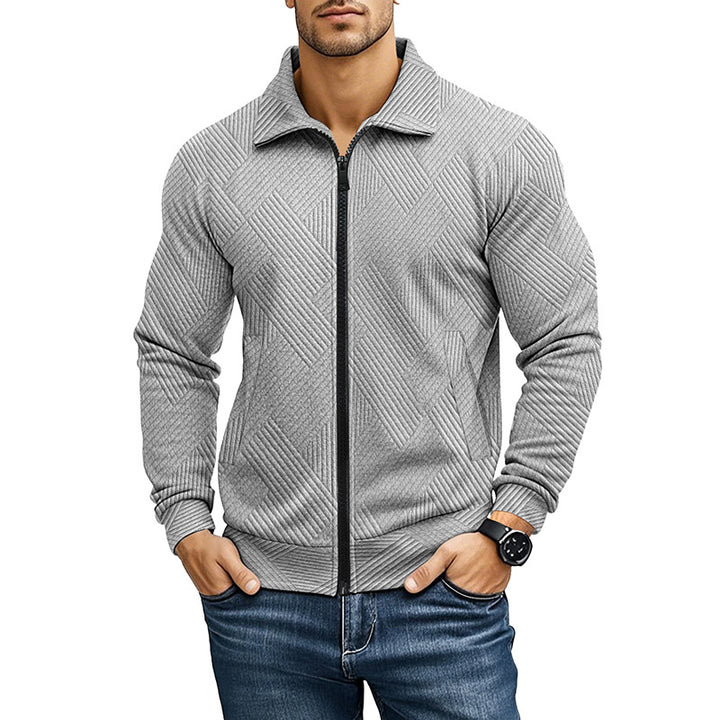Men's Waffle Texture Jacket – Regular Fit Turn-Down Collar