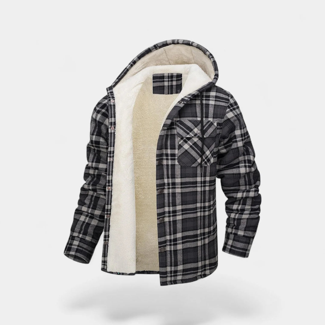 Men's Plaid Hoodie Jacket – Fleece Lined Casual Outerwear
