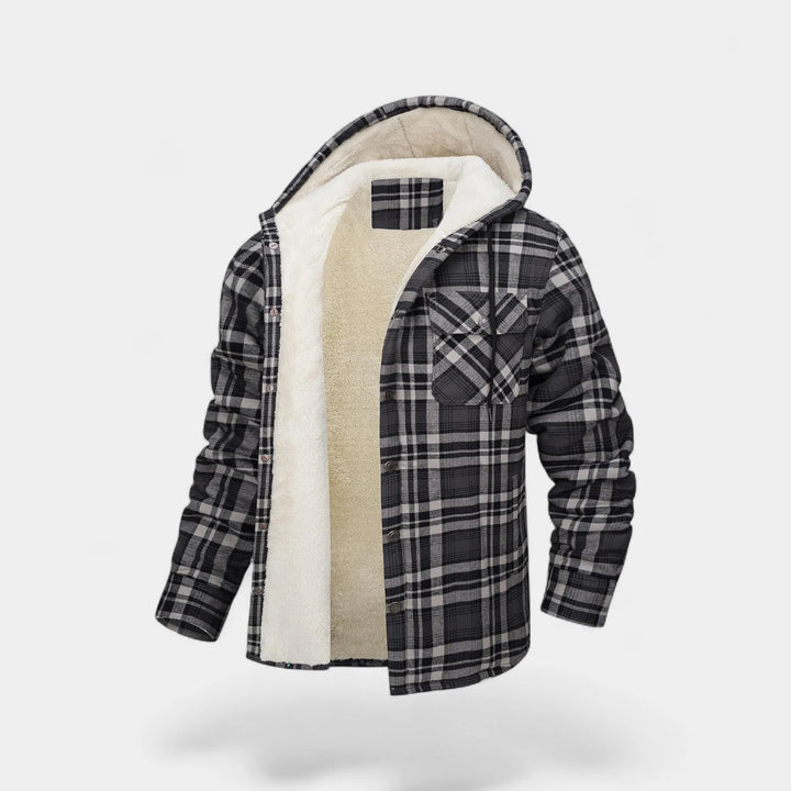 Men's Plaid Hoodie Jacket – Fleece Lined Casual Outerwear