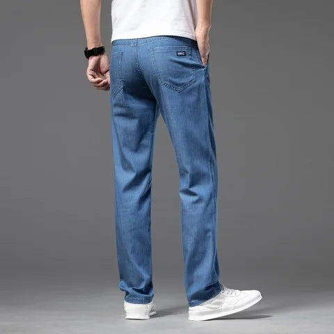 Men’s Stretch Jeans – Lightweight High Waist Straight-Leg Denim