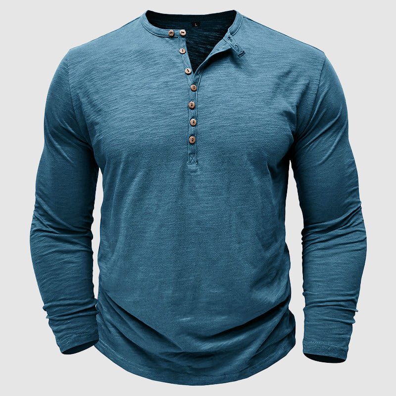 Men's Cotton Long Sleeve T-Shirt – Soft Pullover Crewneck Layer