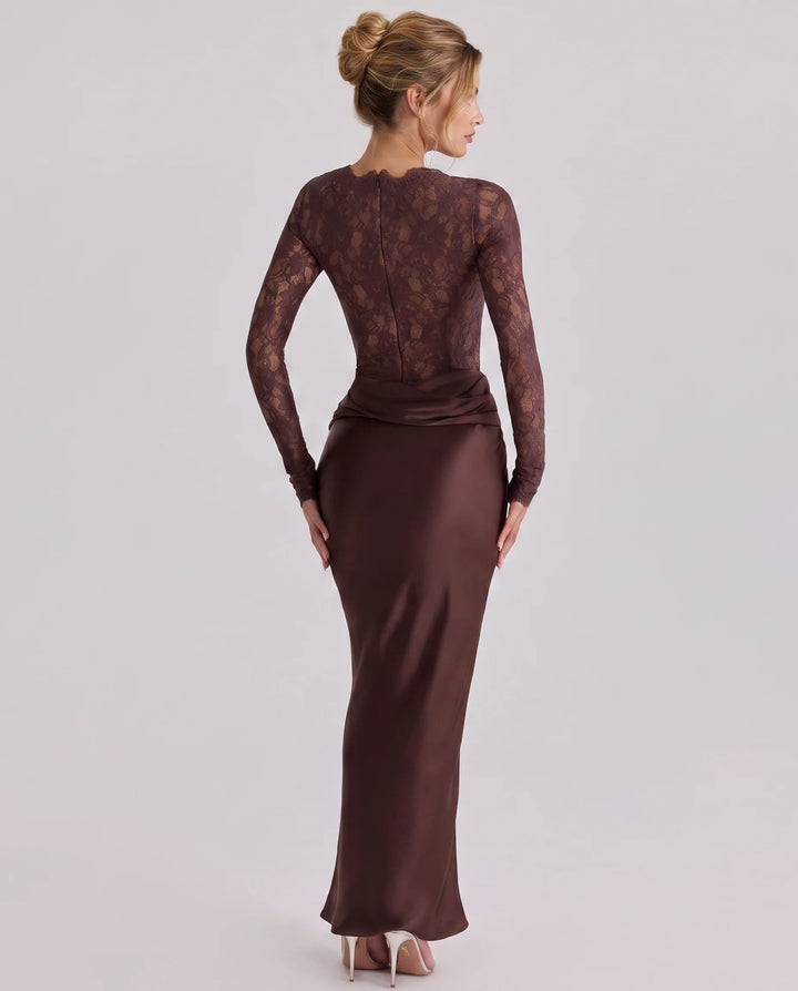 Women's Satin Mermaid Midi Skirt Set – Lace Fishtail Silhouette
