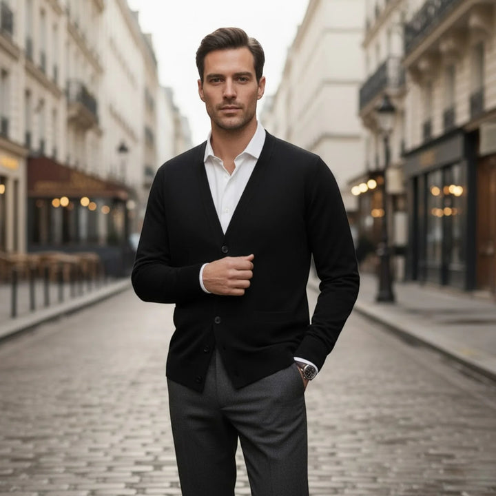 Men's Slim Fit Cotton Cardigan – Minimalist Button-Front Design