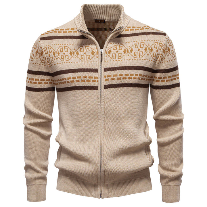 Men's Cotton Zip-Up Sweater Jacket – Slim Fit Knit Design