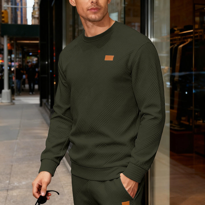 Men's Textured Crew Neck Sweatshirt – Relaxed Everyday Fit