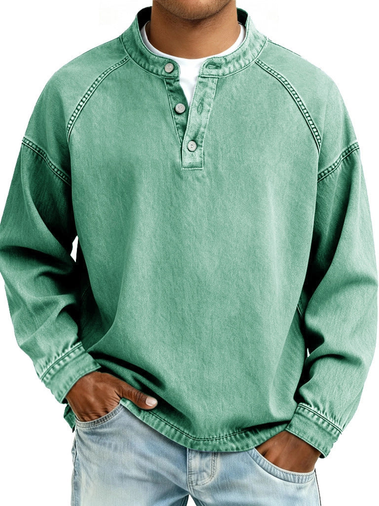 Men's Vintage Cotton Long Sleeve Shirt – Relaxed Pullover Fit