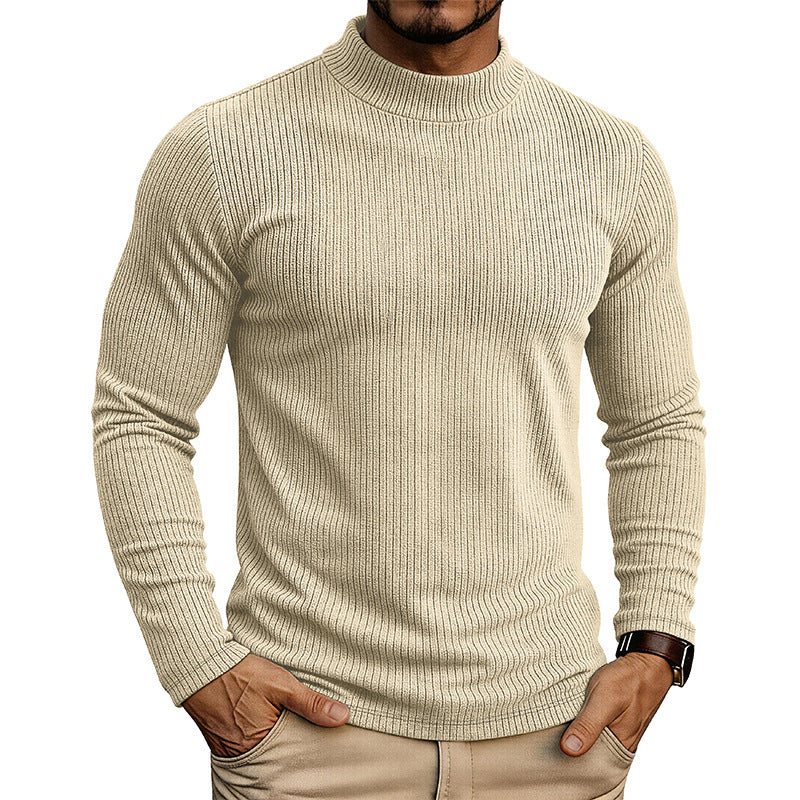 Men's Mandarin Collar Sweater – Slim Fit Knit Thermal Pullover