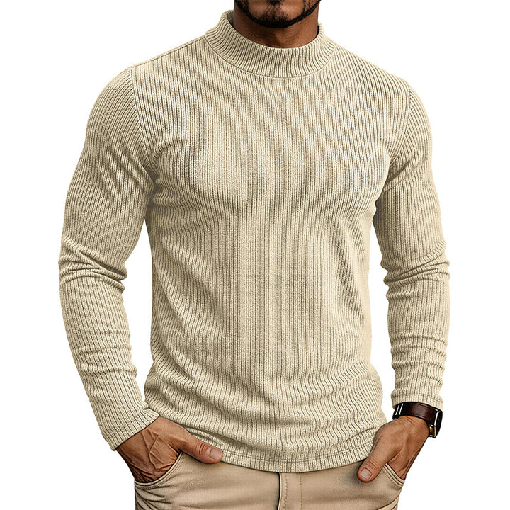 Men's Mandarin Collar Sweater – Slim Fit Knit Thermal Pullover