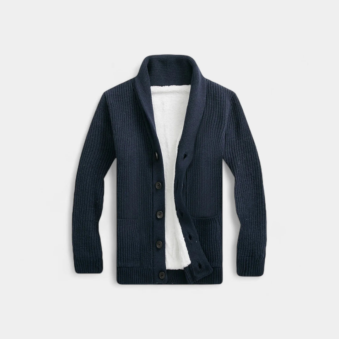 Men's Knitted Cardigan Sweater – Minimalist V-Neck Wool Blend Style