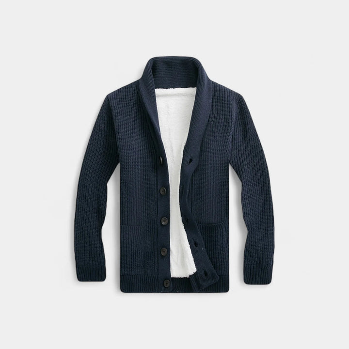 Men's Knitted Cardigan Sweater – Minimalist V-Neck Wool Blend Style