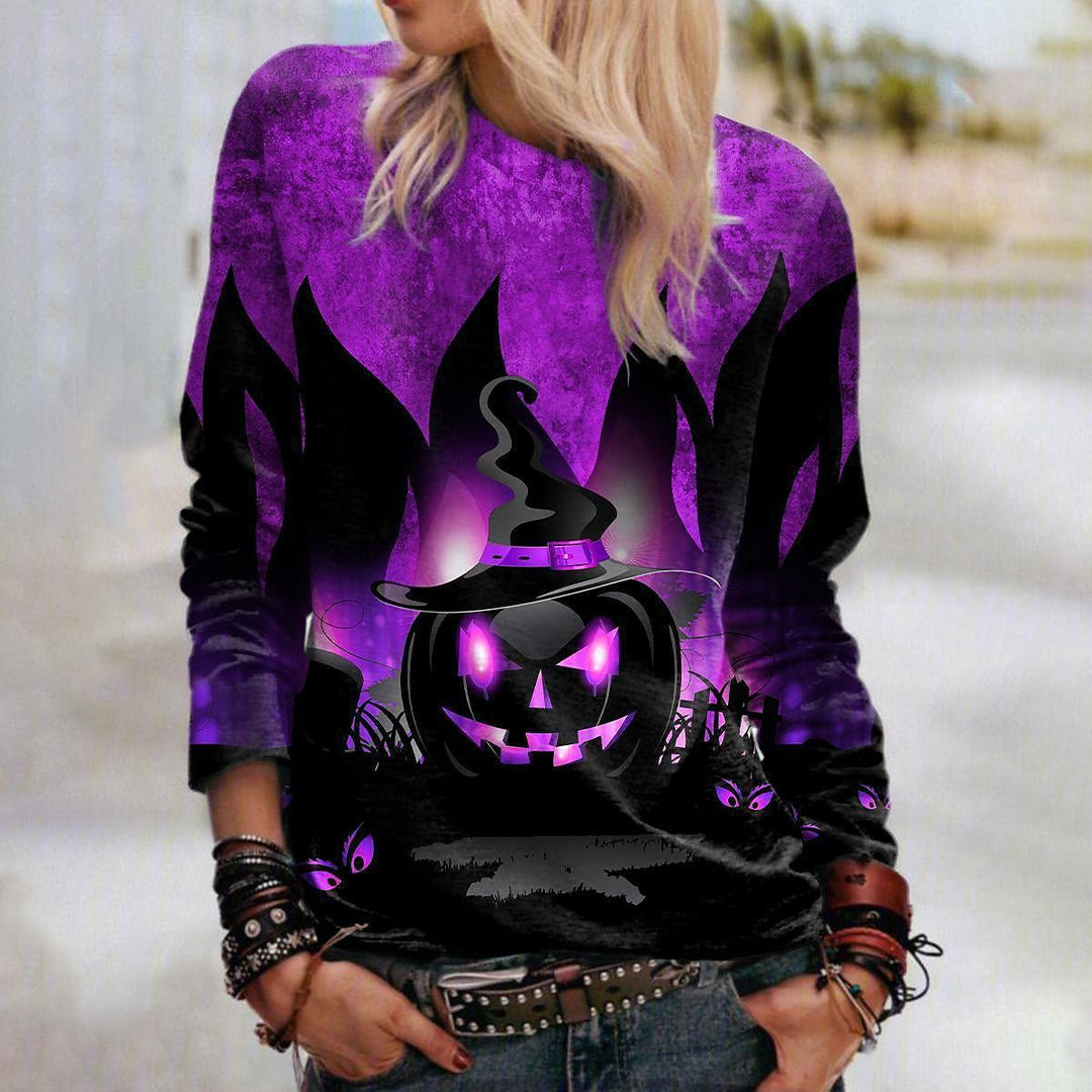 Women's Halloween Sweatshirt – Graphic Crew Neck with 3D Print