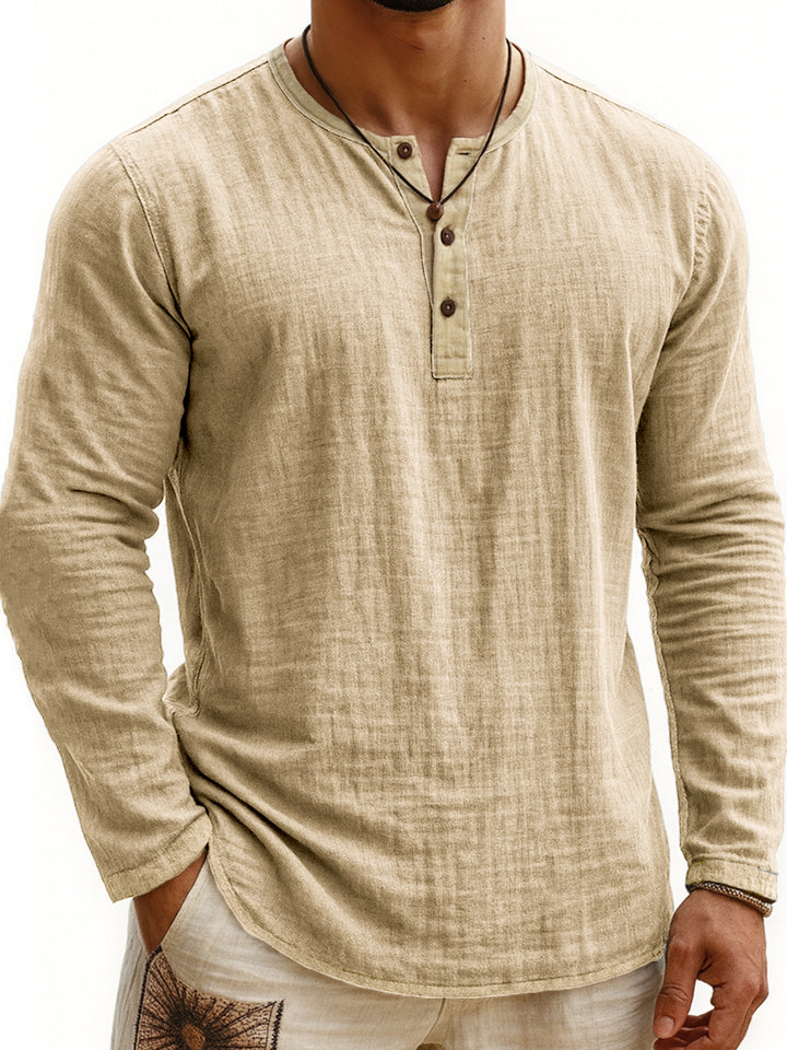 Henley Shirt for Men – Slim Fit, Soft Cotton, Two-Tone Digital Print