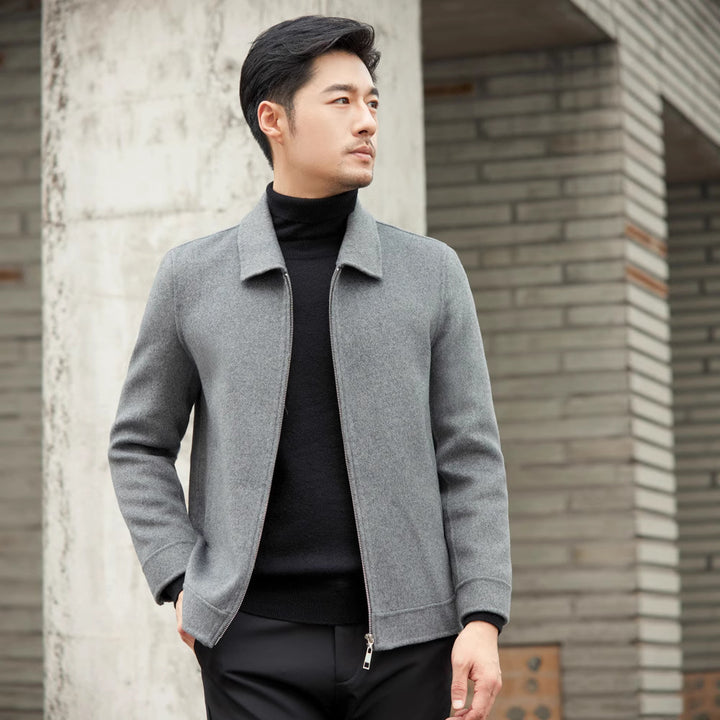 Men's Wool Jacket – Short Lapel Business Style with Patch Pockets