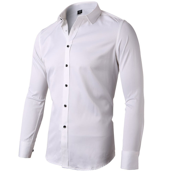Men's Fitted Stretch Dress Shirt – Bamboo Blend, Easy-Care