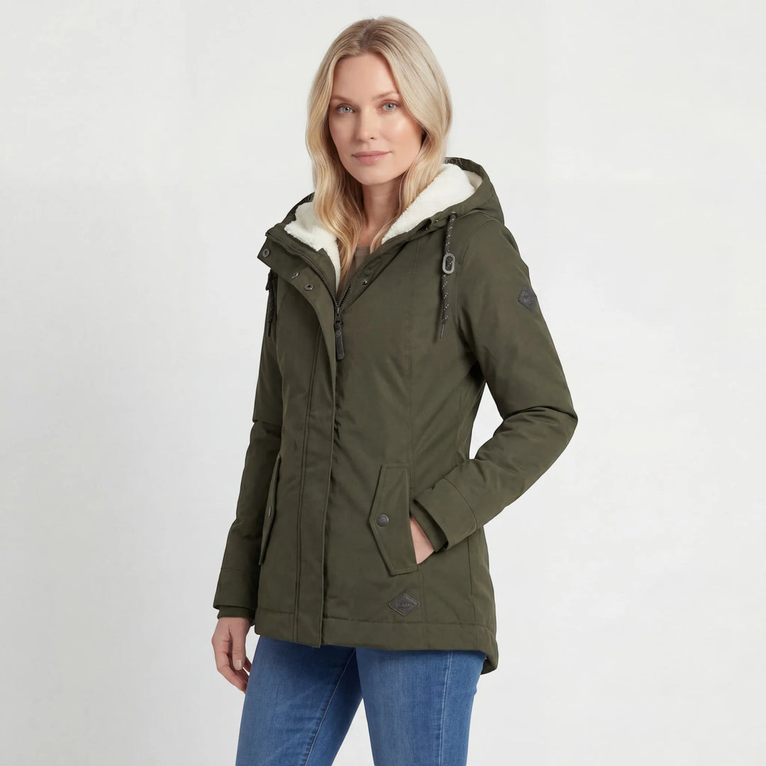 Women's Quilted Hooded Coat – Relaxed Fit Fleece-Lined