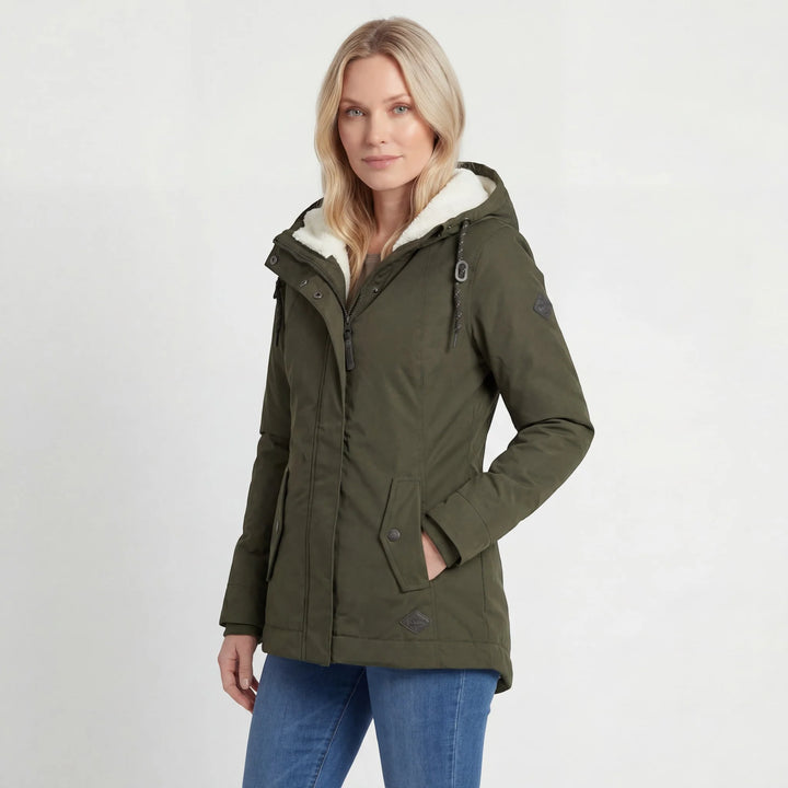 Women's Quilted Hooded Coat – Relaxed Fit Fleece-Lined