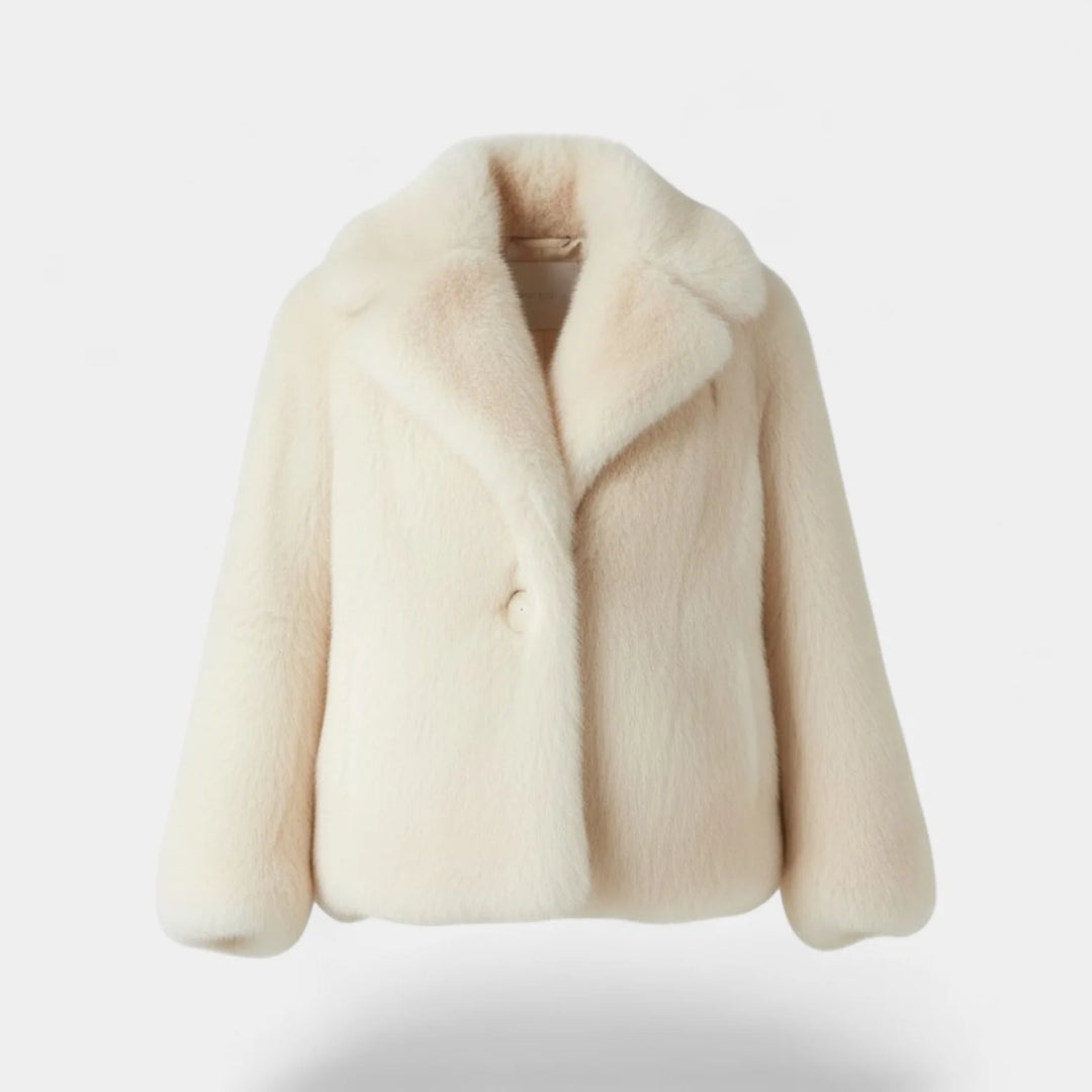 Women's Winter Coat – Soft Drape with Faux Fur Collar