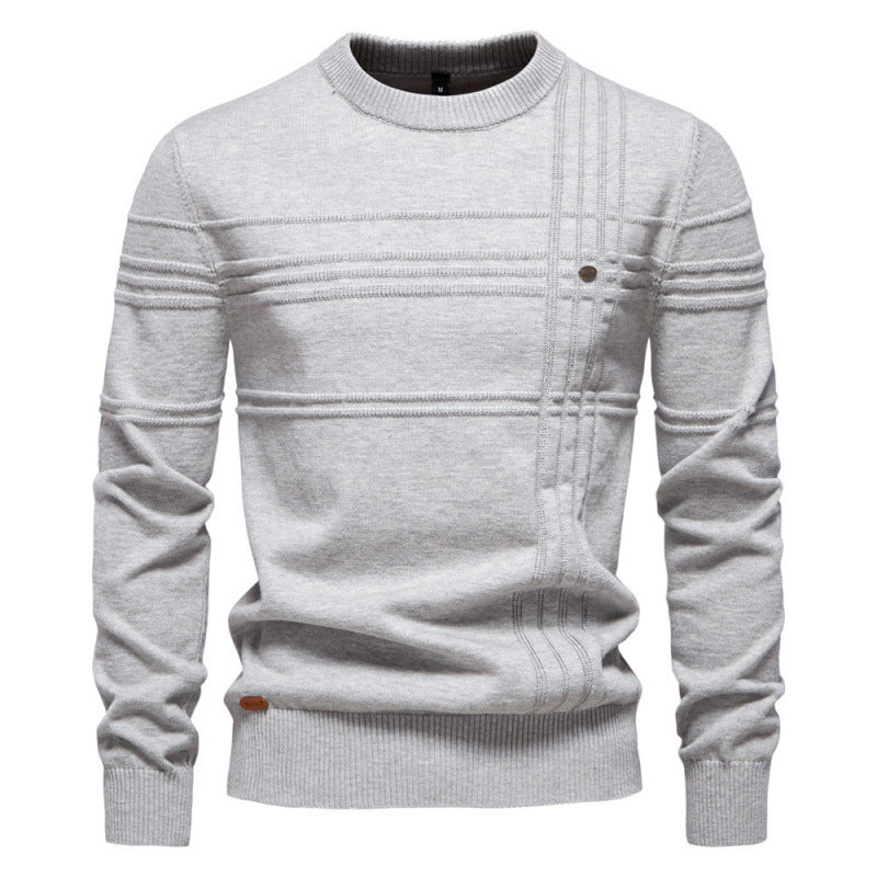 Cotton Men's Pullover Sweater – Slim Fit Crew Neck Knit