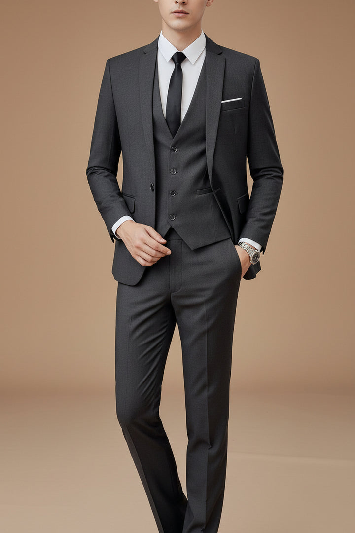 Men's Slim Fit Cotton Three Piece Suit – Tailored Business Set