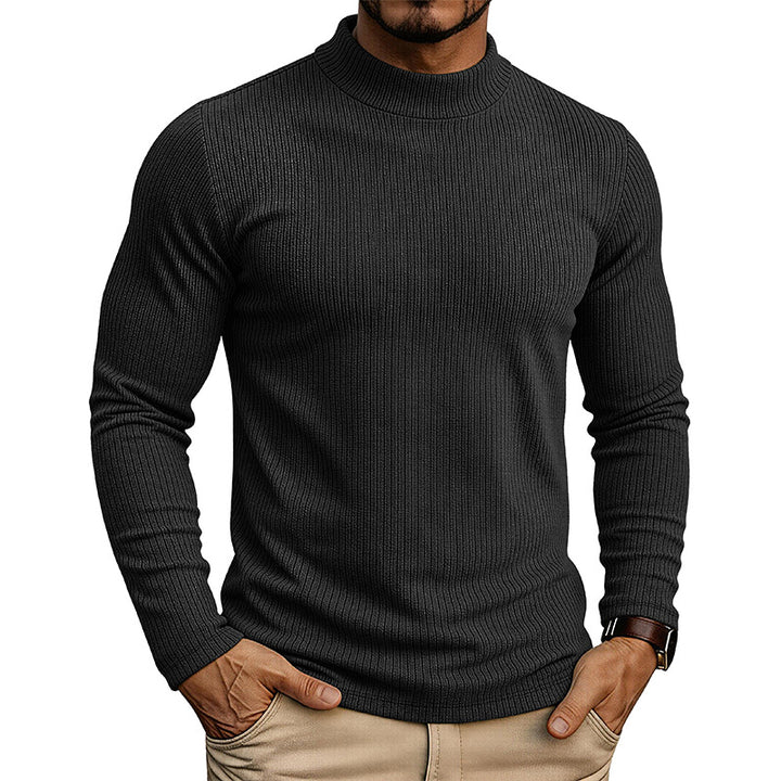 Men's Mandarin Collar Sweater – Slim Fit Knit Thermal Pullover