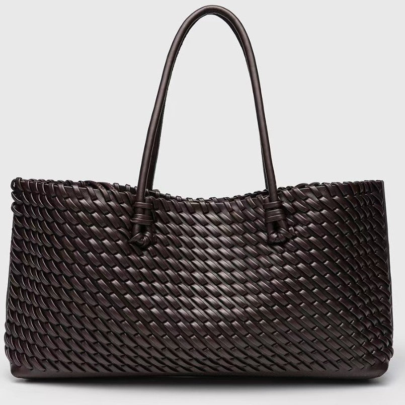 Woven Tote Bag for Women – Vegan Leather, Structured Design