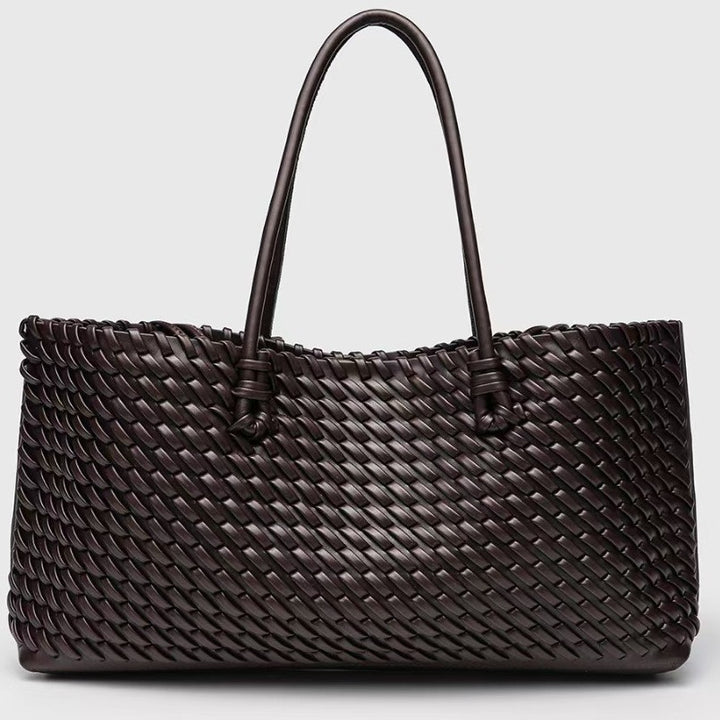 Woven Tote Bag for Women – Vegan Leather, Structured Design