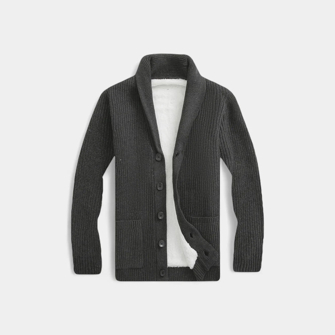 Men's Knitted Cardigan Sweater – Minimalist V-Neck Wool Blend Style