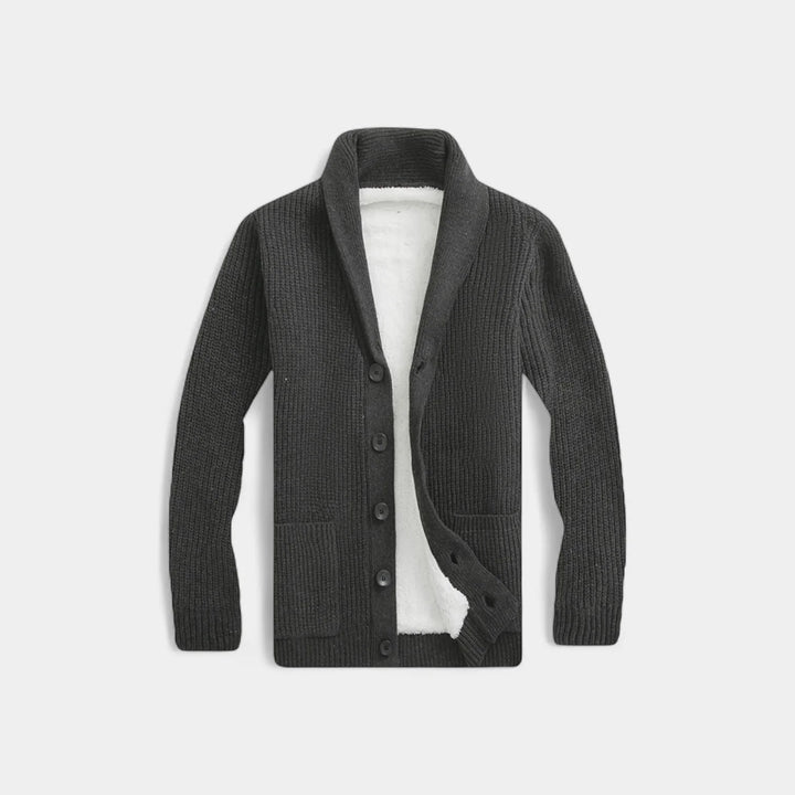 Men's Knitted Cardigan Sweater – Minimalist V-Neck Wool Blend Style