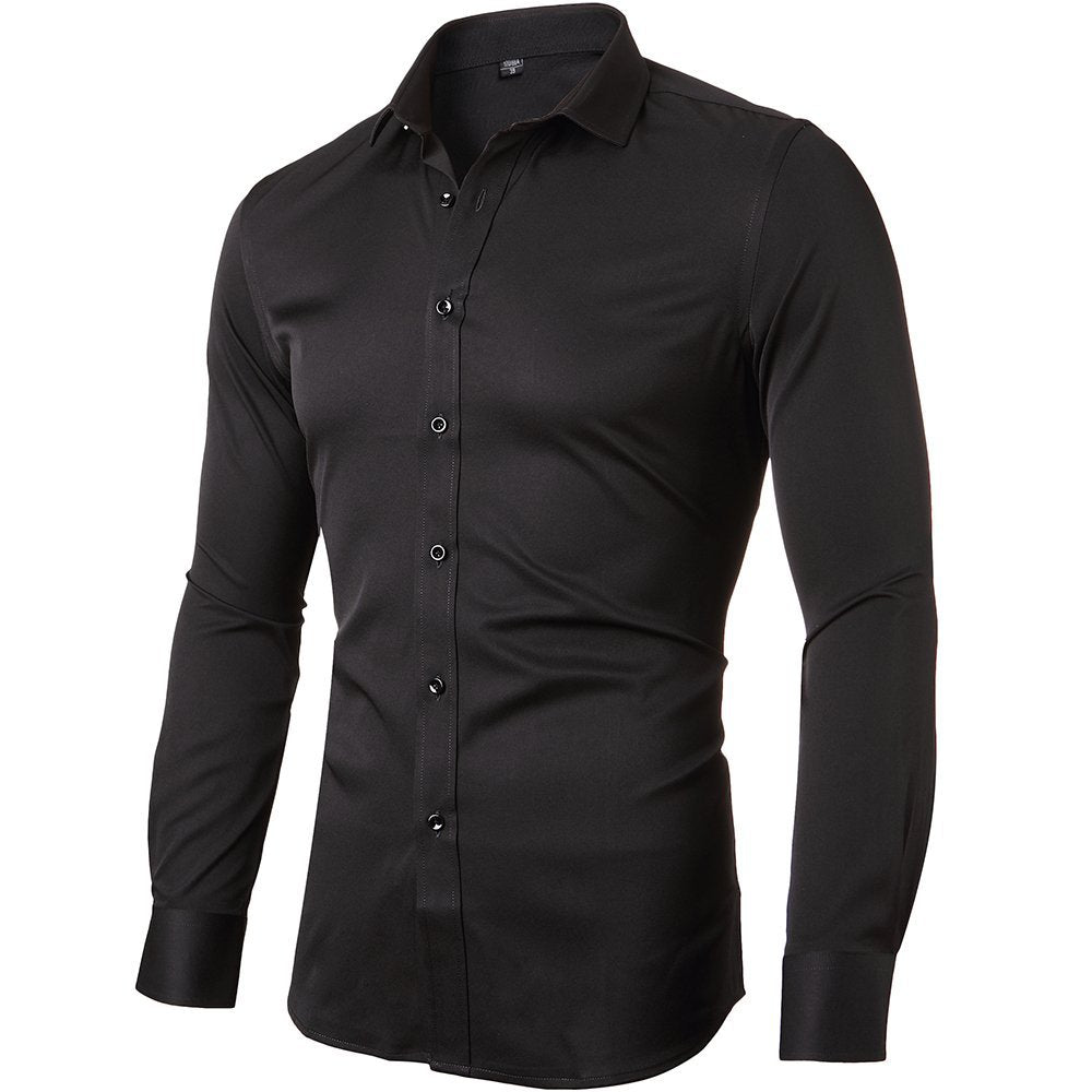 Men's Fitted Stretch Dress Shirt – Bamboo Blend, Easy-Care