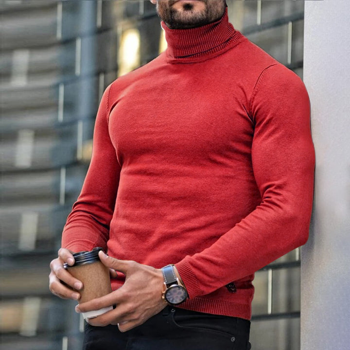 Men's Printed Stretch Turtleneck T-Shirt – Soft Long Sleeve Top