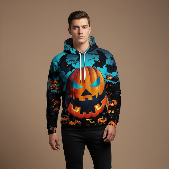 Men's 3D Pumpkin Head Hoodie – Relaxed Halloween Pullover