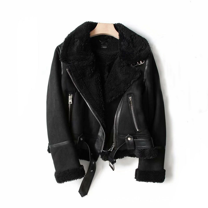Suede Lapel Jacket for Women – Soft Lined Moto Style