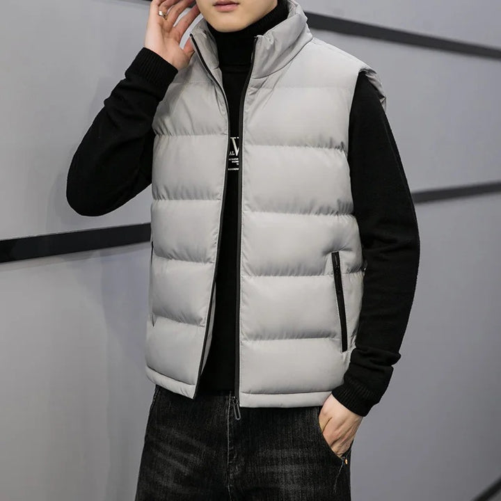 Men's Quilted Sleeveless Vest – Leisure Warmth with Stand Collar