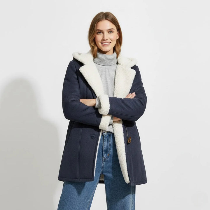 Sherpa Lined Women's Winter Jacket – Hooded, Wind-Resistant, Warm
