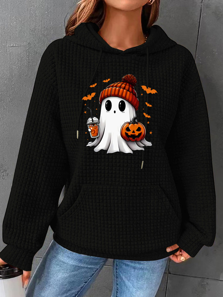 Women's Waffle Knit Long-Sleeve Hoodie – Relaxed Street Style