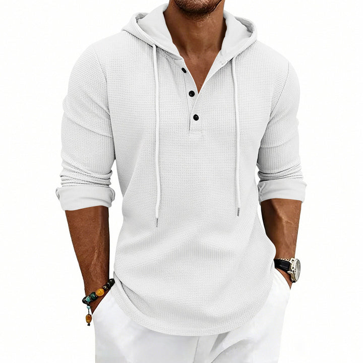 Men’s Henley Sweatshirt – Soft Structured Cotton Long Sleeve Pullover