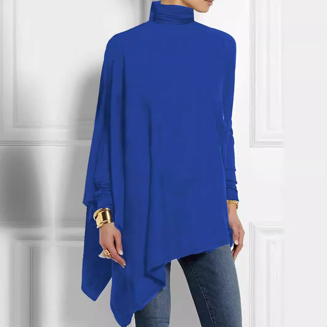 Women's Irregular Hem Long Sleeve Top – Modern Asymmetrical Silhouette