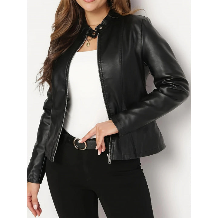 Vegan Leather Jacket – Women's Short Slim-Fit Biker Style Outerwear