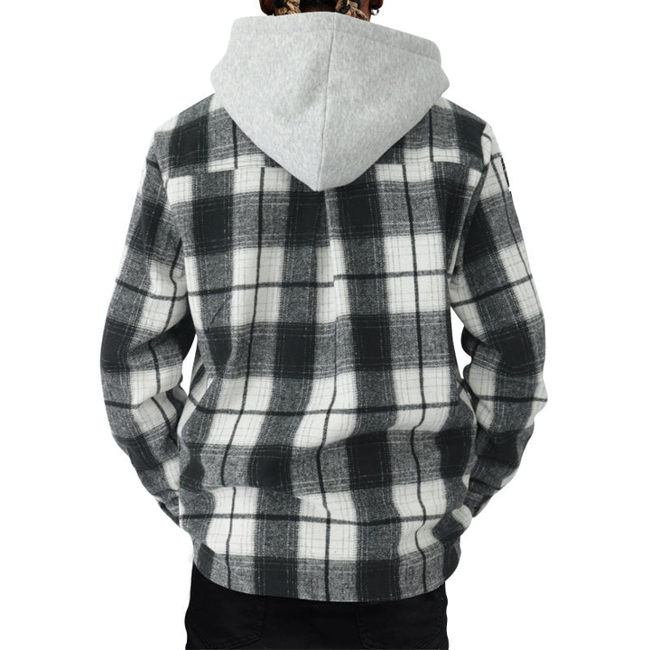 Men's Flannel Hooded Shirt – Plaid Cardigan Style, Relaxed Fit