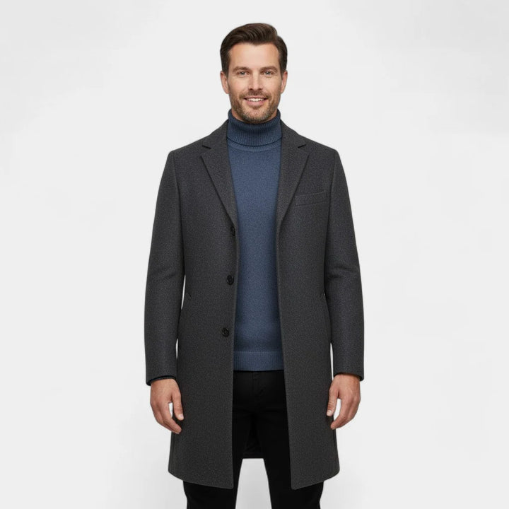 Men's Wool Blend Trench Coat – Classic Mid-Length Overcoat