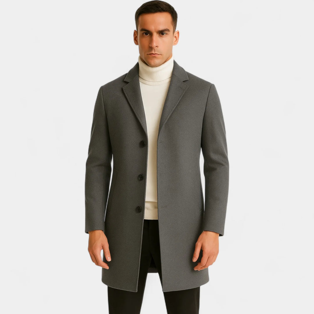 Men’s Mid-Length Cotton Blend Coat – Windbreaker Style