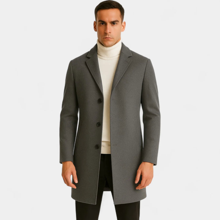 Men’s Mid-Length Cotton Blend Coat – Windbreaker Style