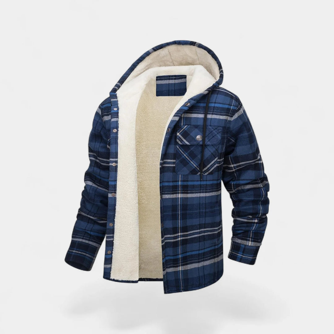 Men's Plaid Hoodie Jacket – Fleece Lined Casual Outerwear