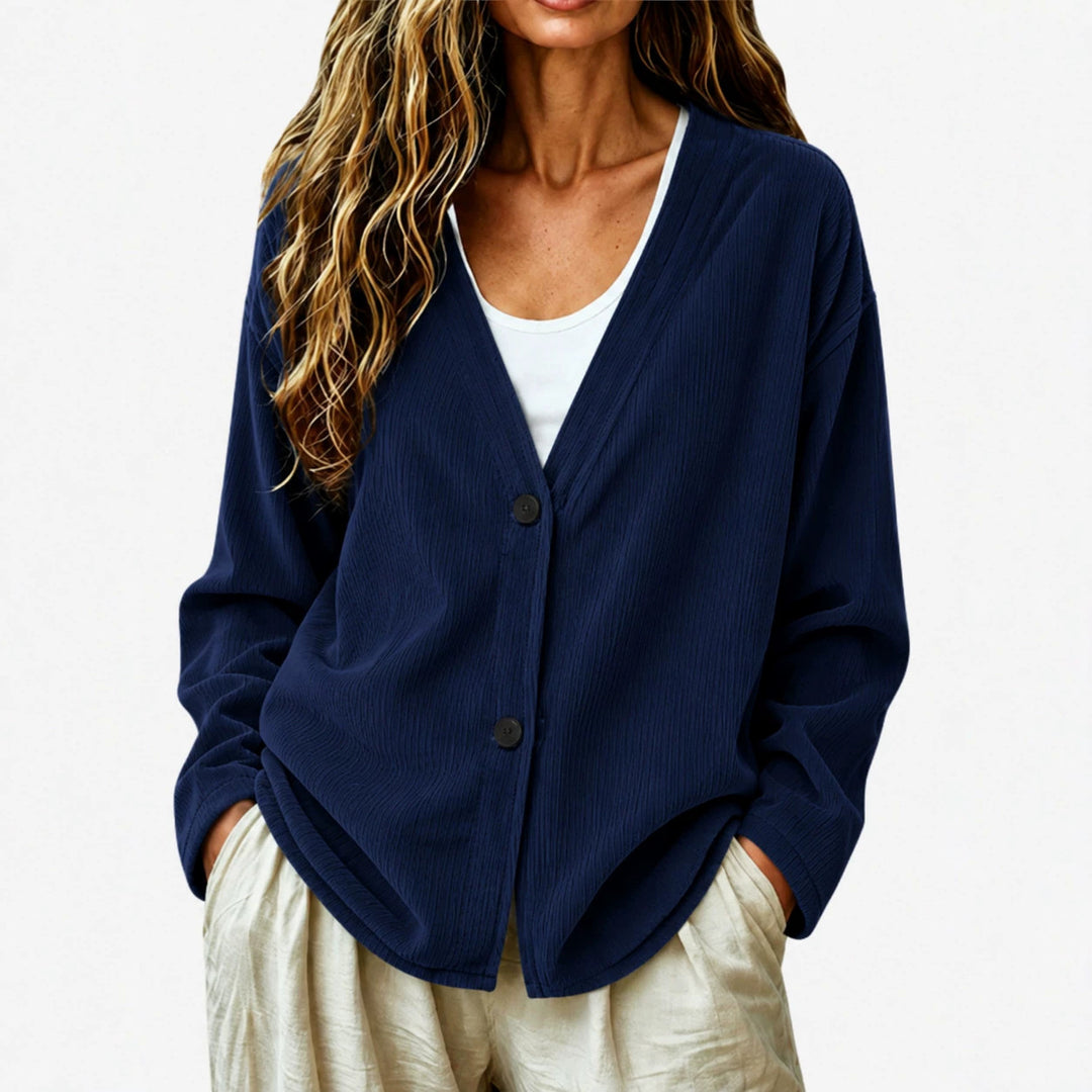 Women's Ribbed Knit Cardigan – Lightweight Button Front Jacket