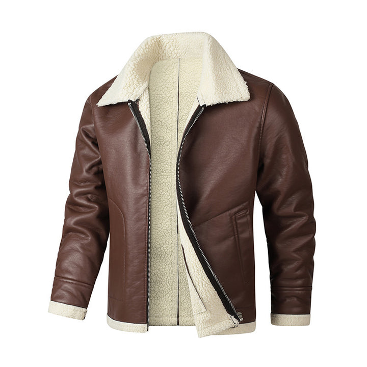 Men's Sheepskin Leather Jacket Fleece Lined Extra Thick Outerwear