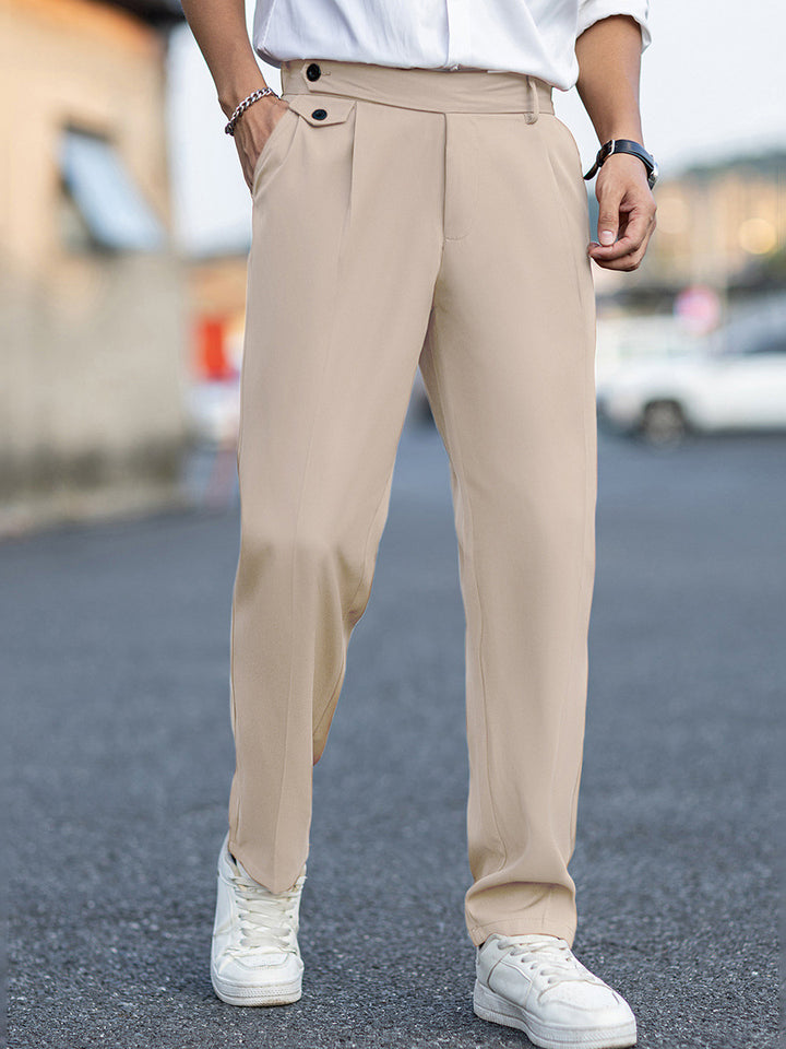 Men's Straight-Leg Trousers – Pleated Casual Style