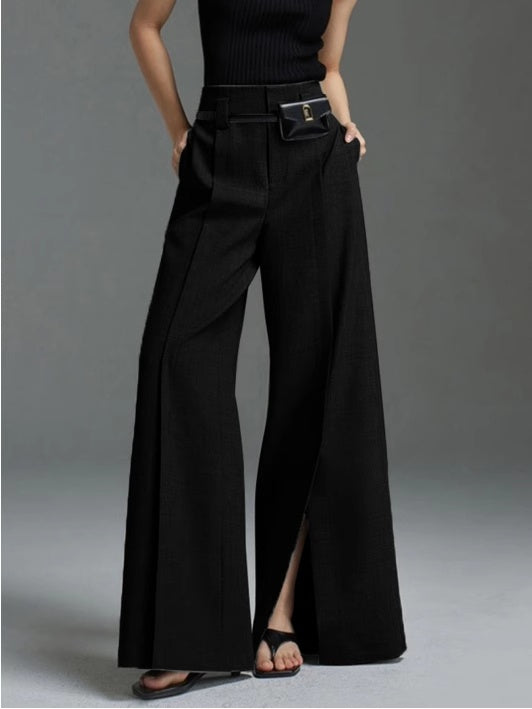Women's Flared Split Trouser – Relaxed Fit, Split Hem Pant
