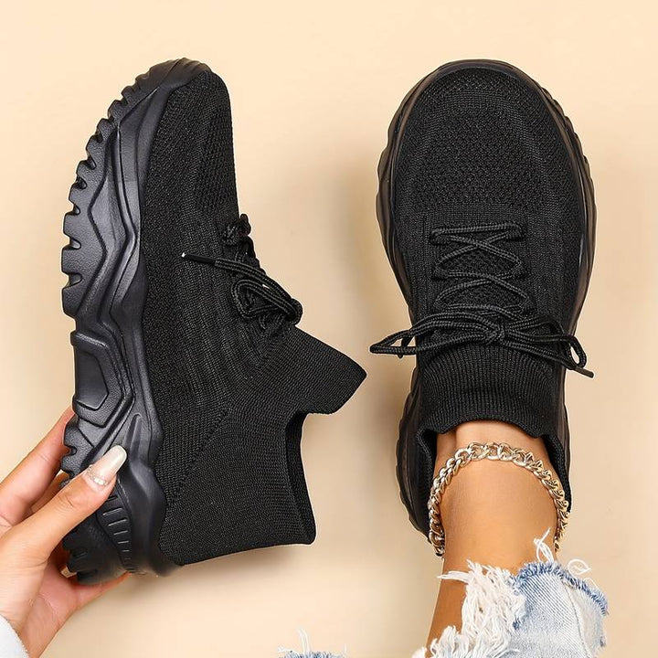 Women's Platform Sneakers – Breathable Fly-Knit Sports Shoes