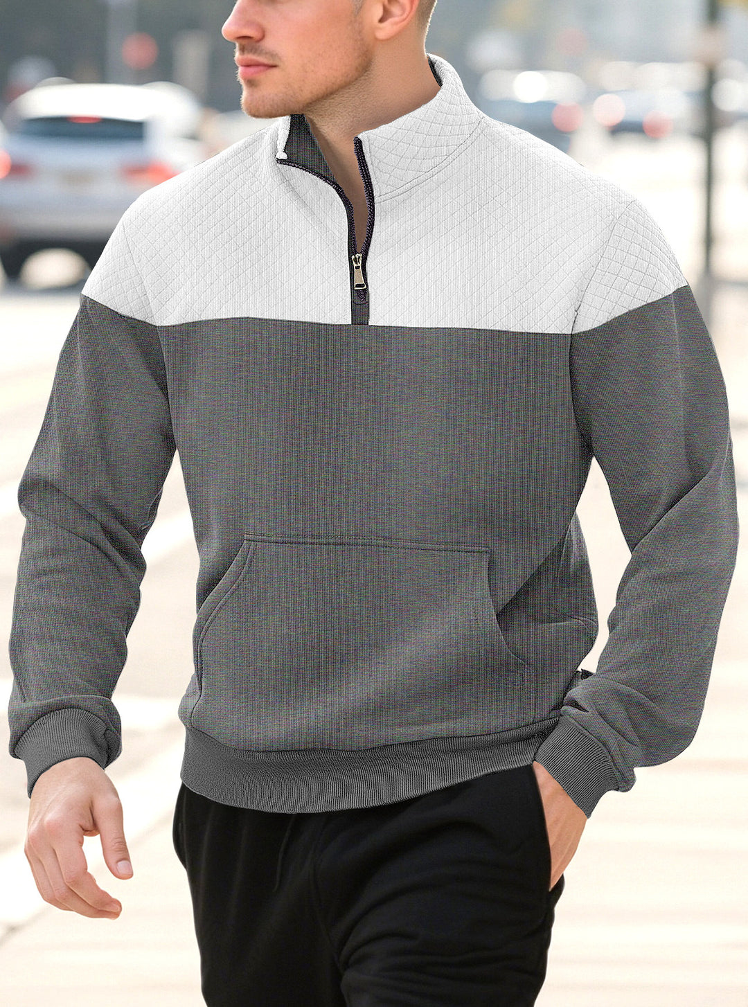 Men's Zip-Up Sweater – Knitted Minimalist Stretch Cardigan