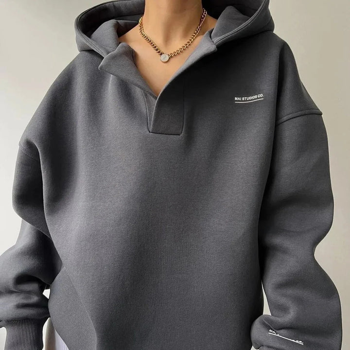 Women's Fleece-Lined Hoodie Sweatshirt – Relaxed Fit Pullover